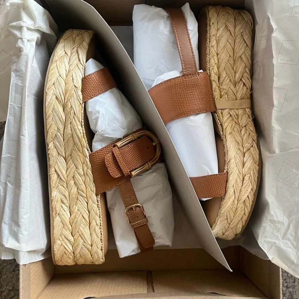 NWT DOLCE VITA CHERA‎ PLATFORM SLINGBACK SANDALS IN TAN SIZE 9